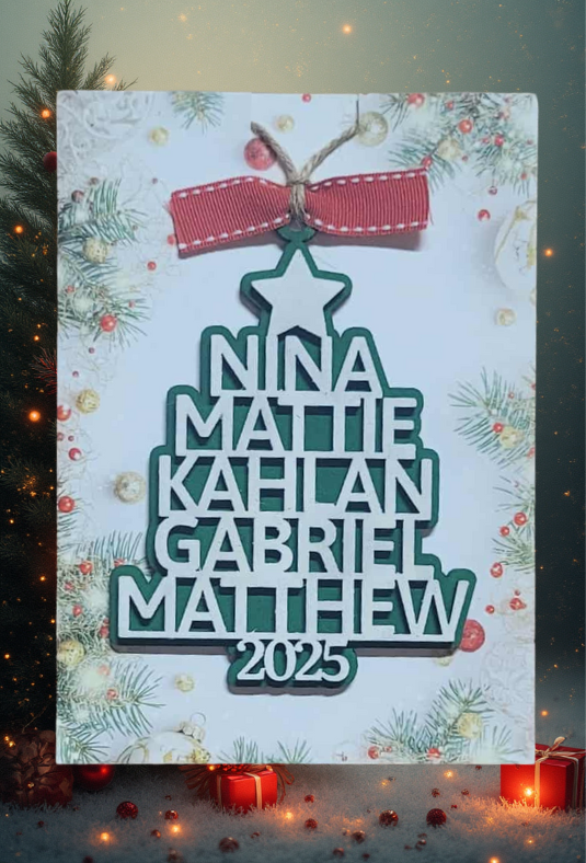Family Names Christmas Tree Ornament Personalized
